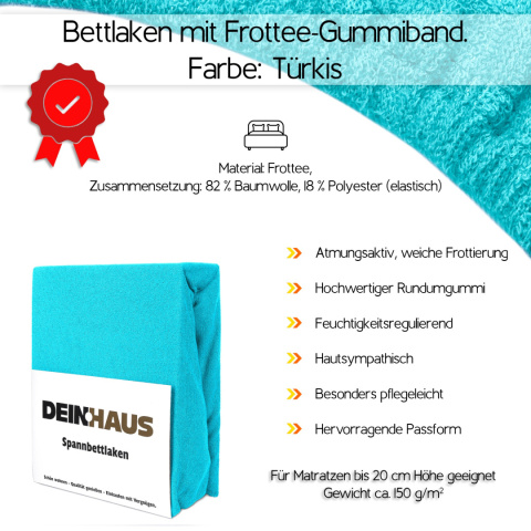 Prześcieradło frotte z gumką Türkis 160x200 cm Prześcieradło frotte z gumką Türkis 160x200 cm