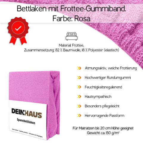 Prześcieradło frotte z gumką Rosa 200x220 cm Prześcieradło frotte z gumką Rosa 200x220 cm