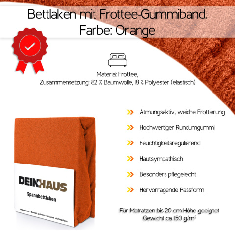 Prześcieradło frotte z gumką Orange 180x200 cm Prześcieradło frotte z gumką Orange 180x200 cm