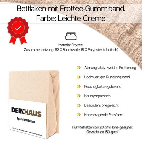 Prześcieradło frotte z gumką Hellcreme 100x200 cm Prześcieradło frotte z gumką Hellcreme 100x200 cm