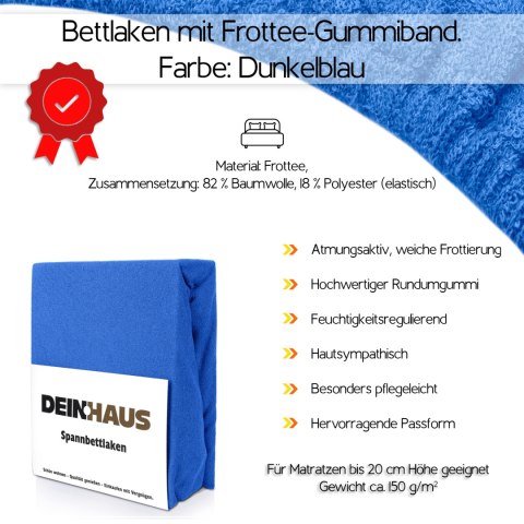 Prześcieradło frotte z gumką Dunkelblau 200x220 cm Prześcieradło frotte z gumką Dunkelblau 200x220 cm