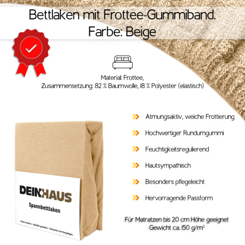 Prześcieradło frotte z gumką Beige 100x200 cm Prześcieradło frotte z gumką Beige 100x200 cm