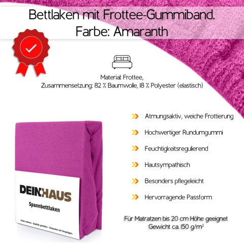 Prześcieradło frotte z gumką Amaranth 120x200 cm Prześcieradło frotte z gumką Amaranth 120x200 cm
